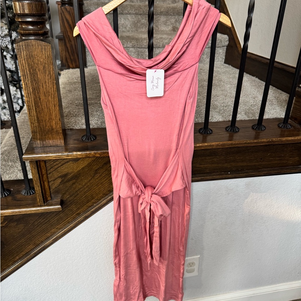 NWT! Sexy Mama Maternity Bow Tie Pink Dress